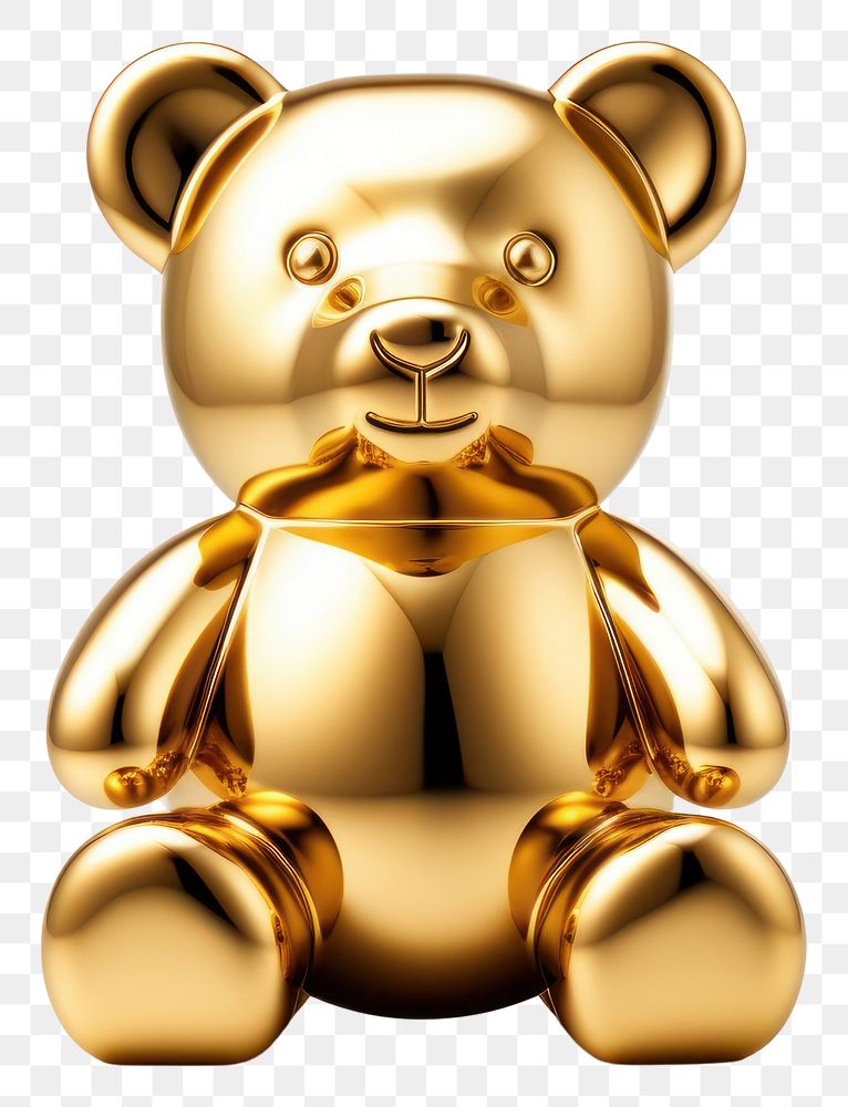 PNG Teddy bear gold toy white background. AI generated Image by rawpixel.