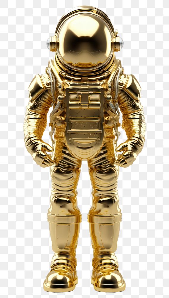 PNG  Astronaut robot gold white background