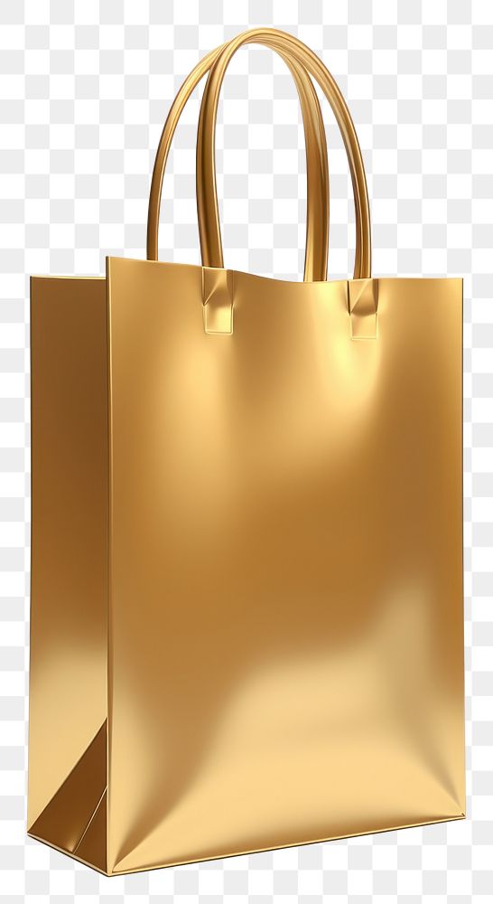 PNG  Shopping bag handbag gold white background. AI generated Image by rawpixel.