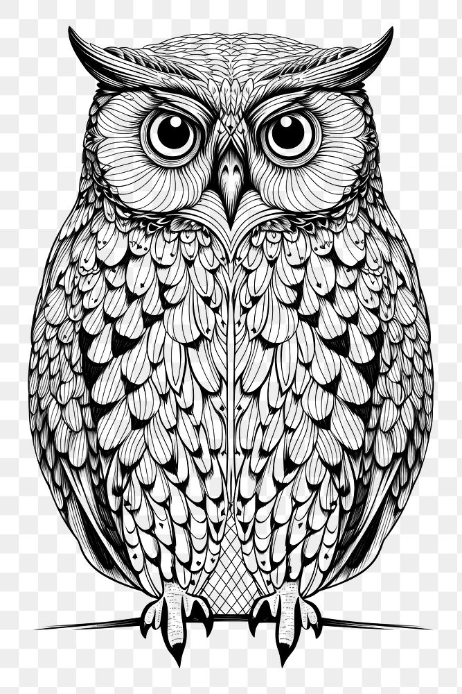 PNG A minimal owl sketch drawing bird. AI generated Image by rawpixel.