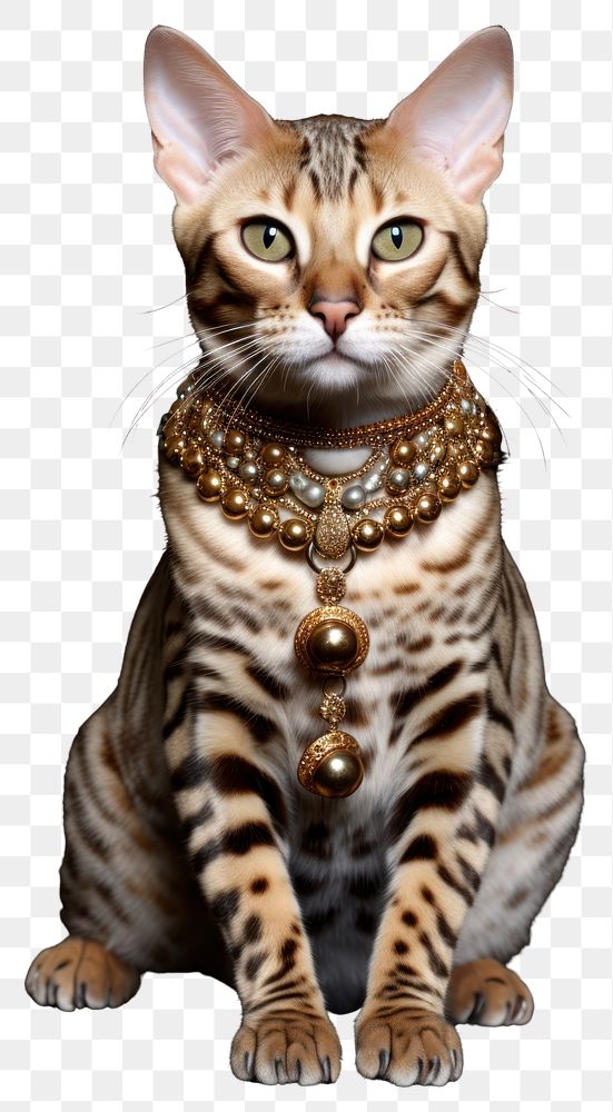PNG Bengal cat jewelry necklace animal. AI generated Image by rawpixel.