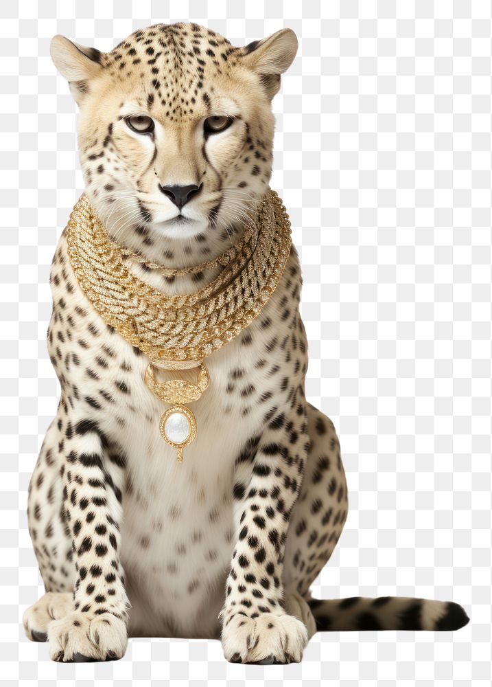 PNG Cheetah wildlife leopard jewelry. AI generated Image by rawpixel.