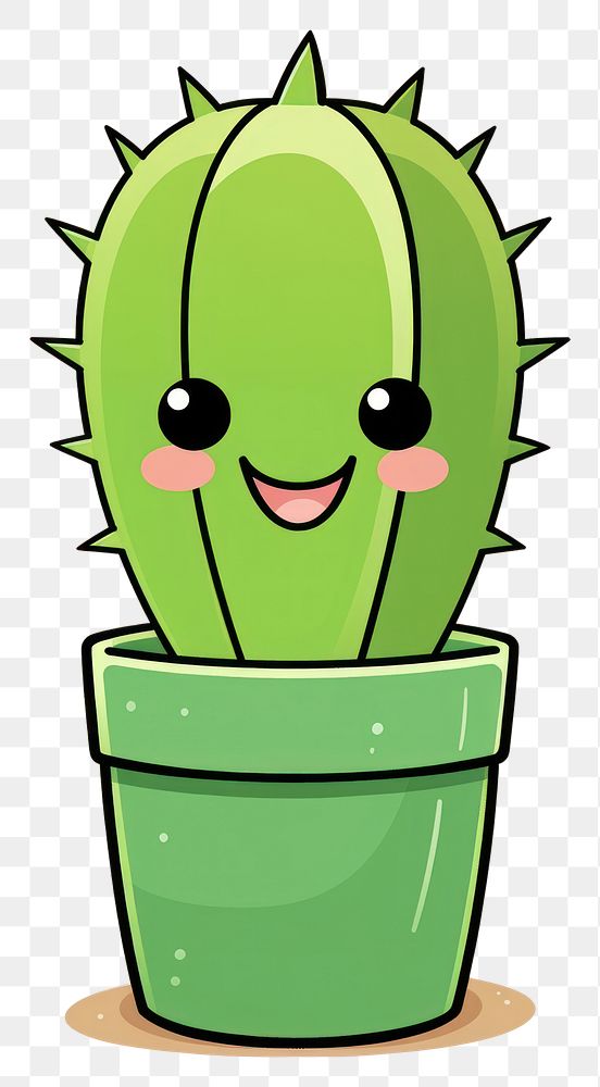 PNG Isolated cactus pot cartoon plant houseplant. AI generated Image by rawpixel.
