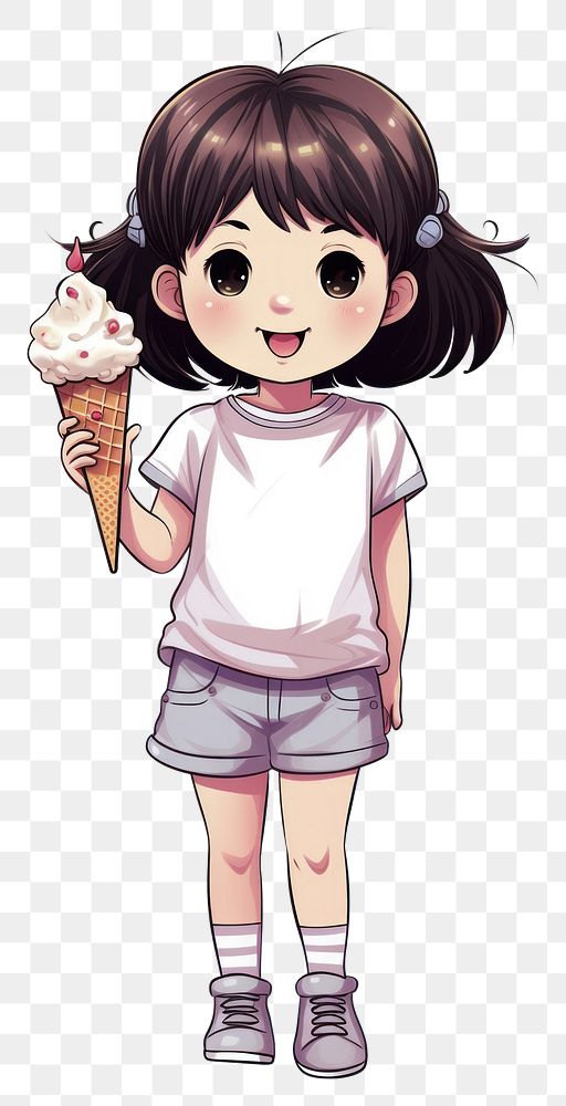 PNG Isolated a baby girl with the icecream footwear drawing cartoon. AI generated Image by rawpixel.