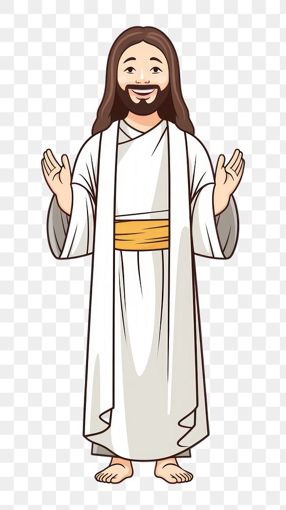 PNG Isolated happy jesus cartoon adult robe. AI generated Image by rawpixel.