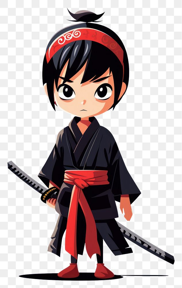 PNG Isolated samurai cartoon anime white background. AI generated Image by rawpixel.