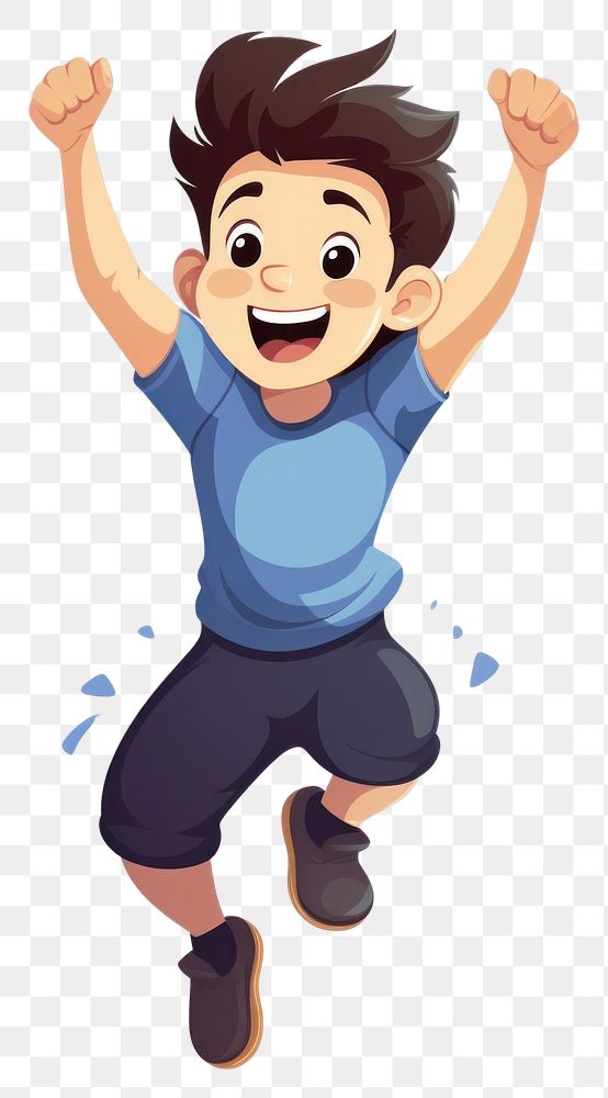 PNG Happy boy jumping cartoon white background achievement. AI generated Image by rawpixel.