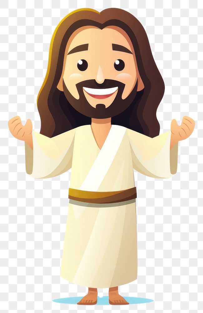 PNG Happy jesus cartoon robe white background. AI generated Image by rawpixel.