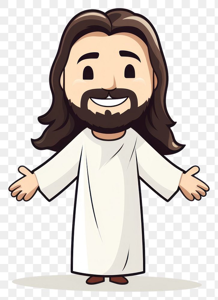 PNG Happy jesus cartoon portrait sketch. AI generated Image by rawpixel.