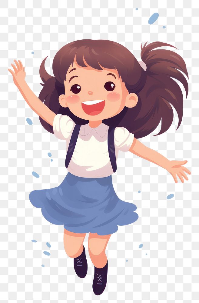 PNG Happy little girl jumping cartoon cute excitement. AI generated Image by rawpixel.