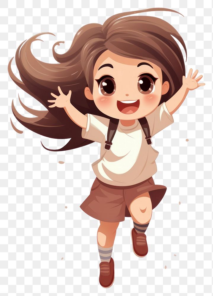 PNG Happy little girl jumping cartoon cute white background. AI generated Image by rawpixel.