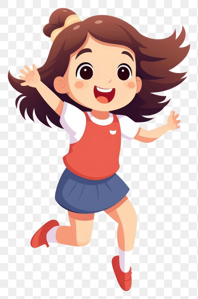 PNG Happy little girl jumping cartoon cute white background. AI generated Image by rawpixel.