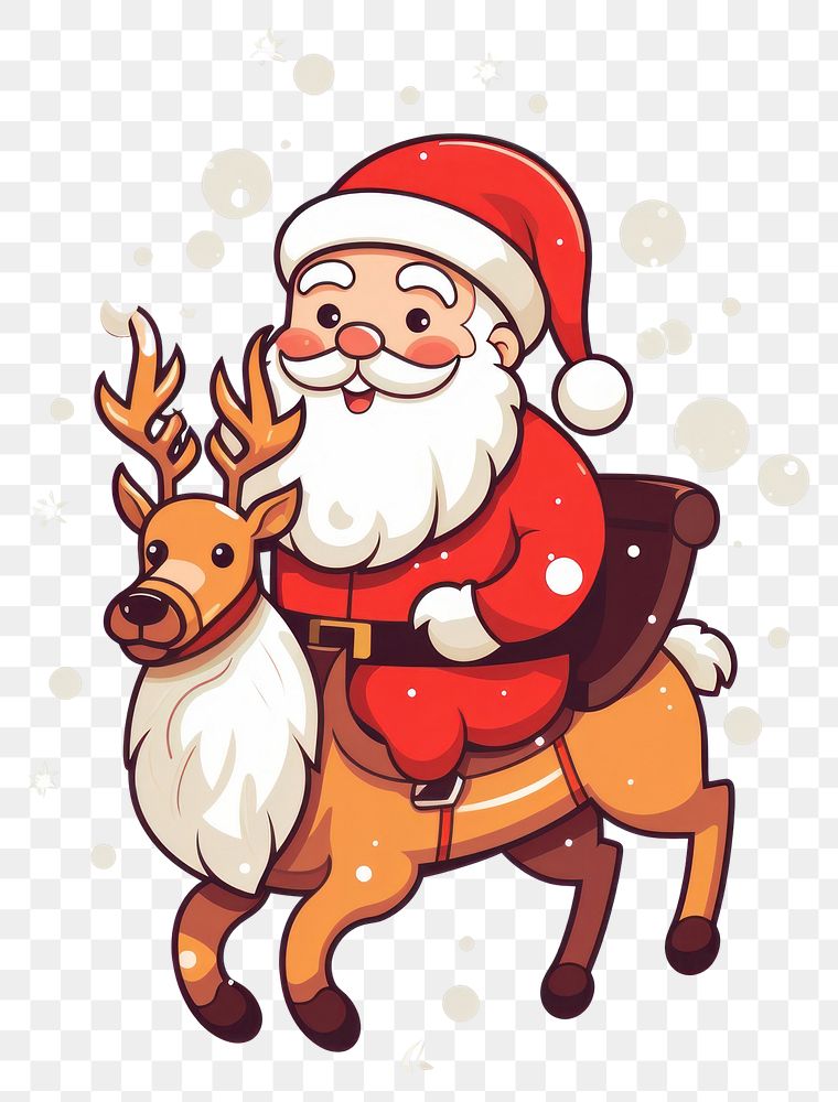PNG Happy santa claus riding reindeer cartoon sketch mammal. AI generated Image by rawpixel.