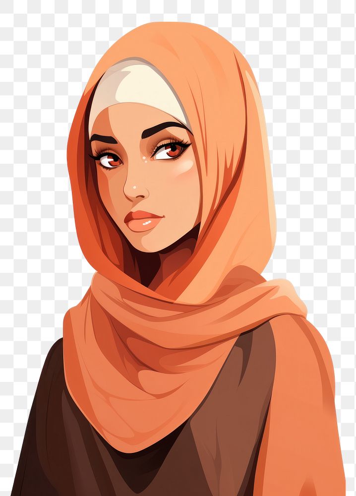 PNG Hijab portrait drawing cartoon. AI generated Image by rawpixel.