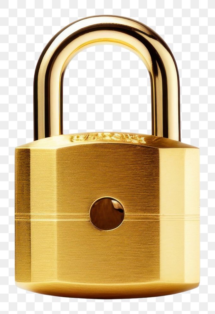 PNG Golden lock white background protection security. AI generated Image by rawpixel.
