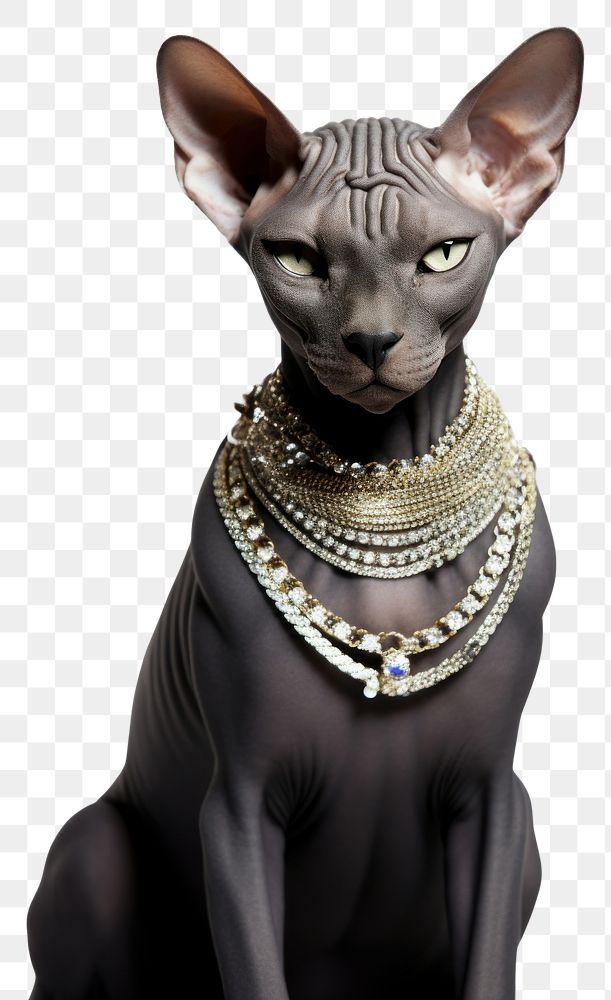 PNG Sphinx cat jewelry animal mammal. AI generated Image by rawpixel.