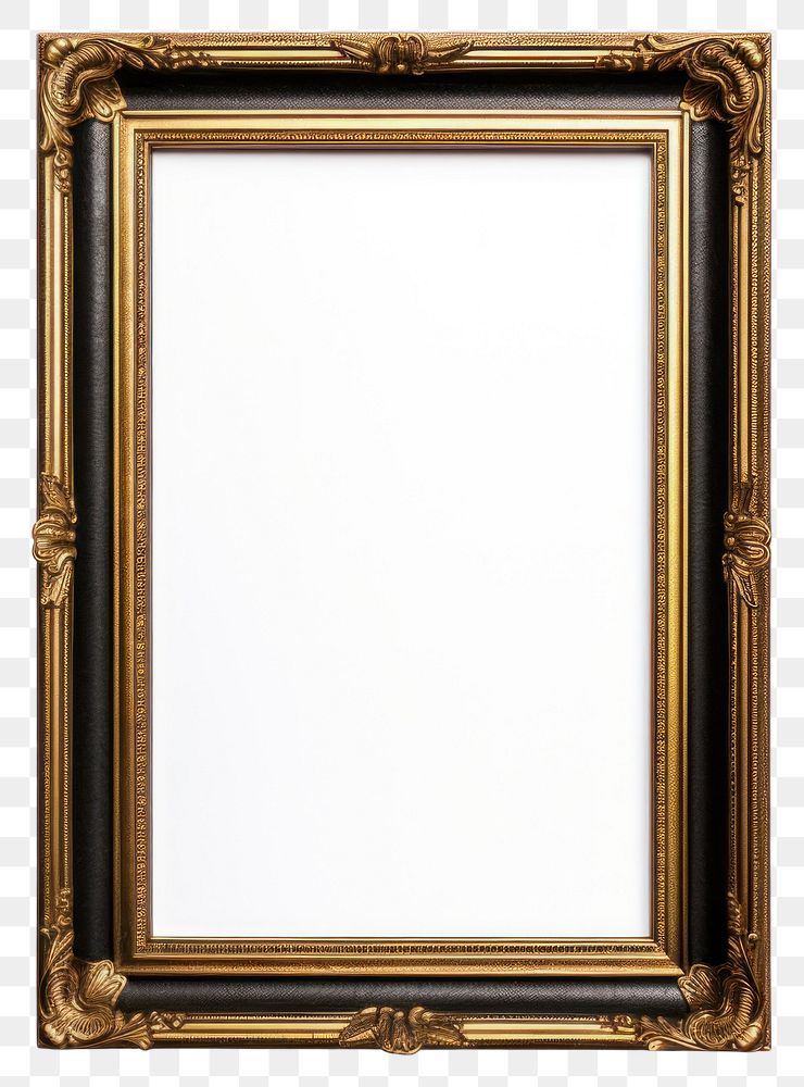PNG Squart Victoria black and gold mirror frame white background. AI generated Image by rawpixel.