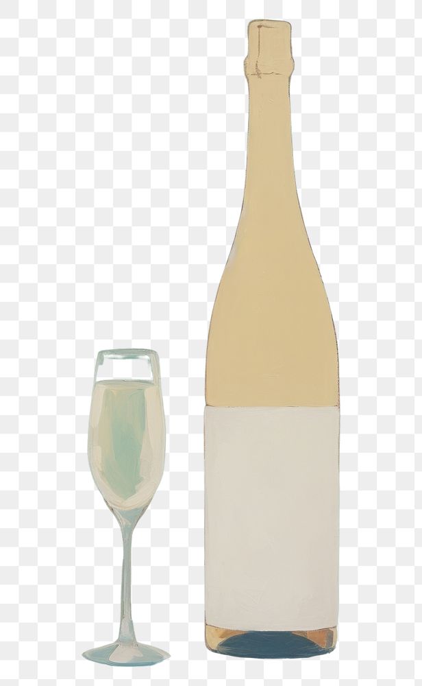 PNG Champagne bottle and glass drink wine refreshment. 