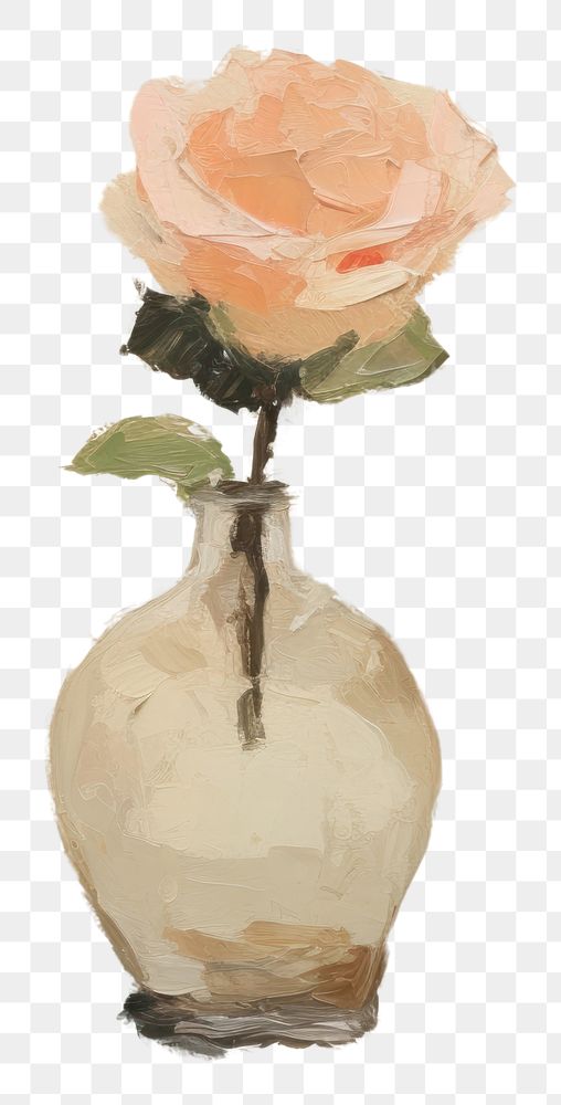 PNG Rose on vase painting flower plant. AI generated Image by rawpixel.