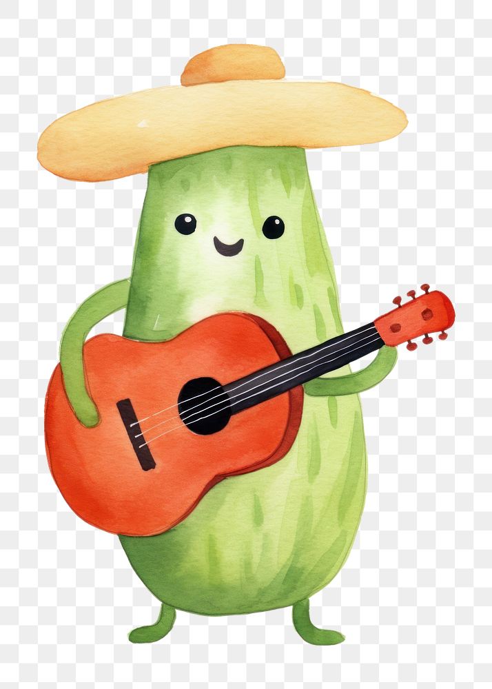 PNG  Bean dancing guitar white background anthropomorphic. AI generated Image by rawpixel.
