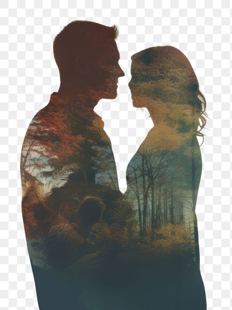PNG Family close up forrest woodland sunlight outdoors kissing. AI generated Image by rawpixel.