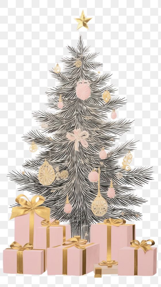 PNG Christmas drawing tree pink