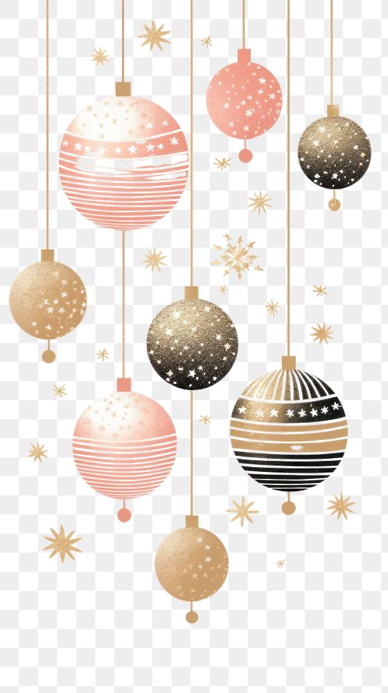 PNG Gold silver pink cristmas baubles celebration accessories decoration. AI generated Image by rawpixel.