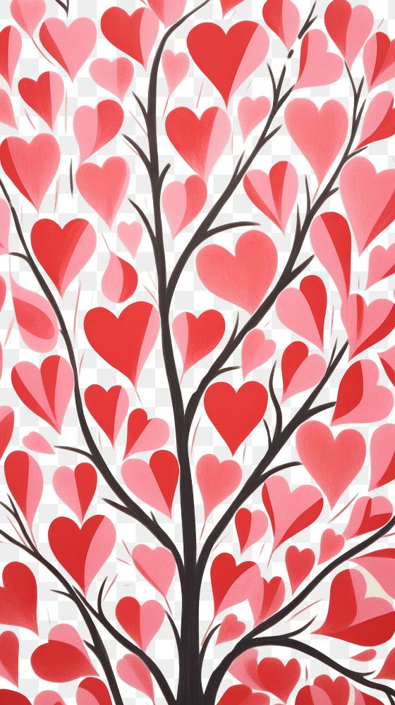 PNG Hearts pattern drawing plant. AI generated Image by rawpixel.