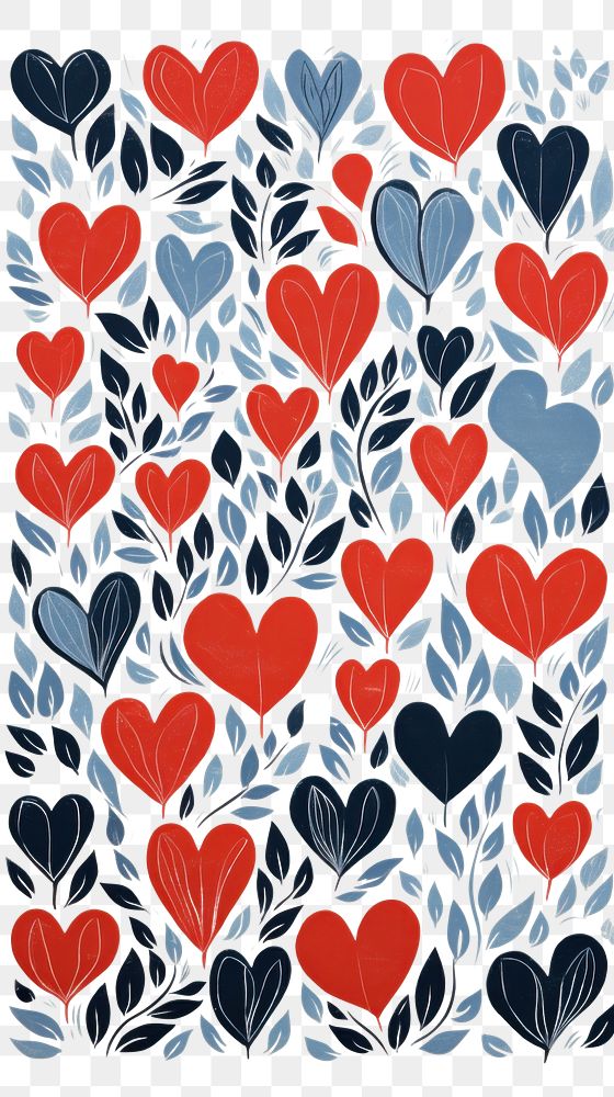 PNG Hearts pattern drawing plant. AI generated Image by rawpixel.