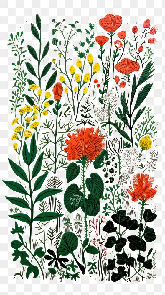 PNG Herbs pattern drawing nature. AI generated Image by rawpixel.