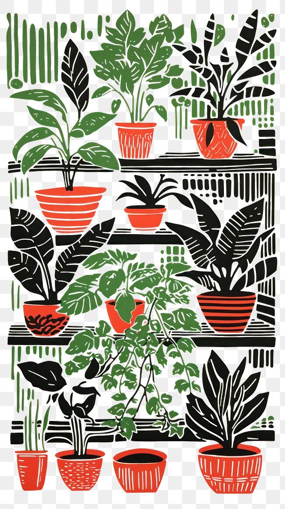 PNG House plants in a green house drawing line leaf. AI generated Image by rawpixel.