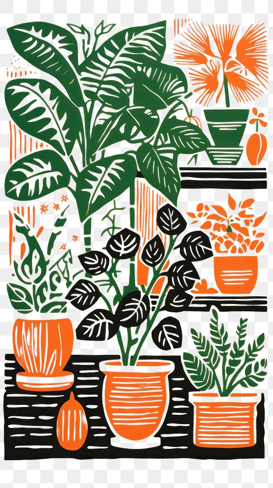 PNG House plants pattern drawing leaf. AI generated Image by rawpixel.