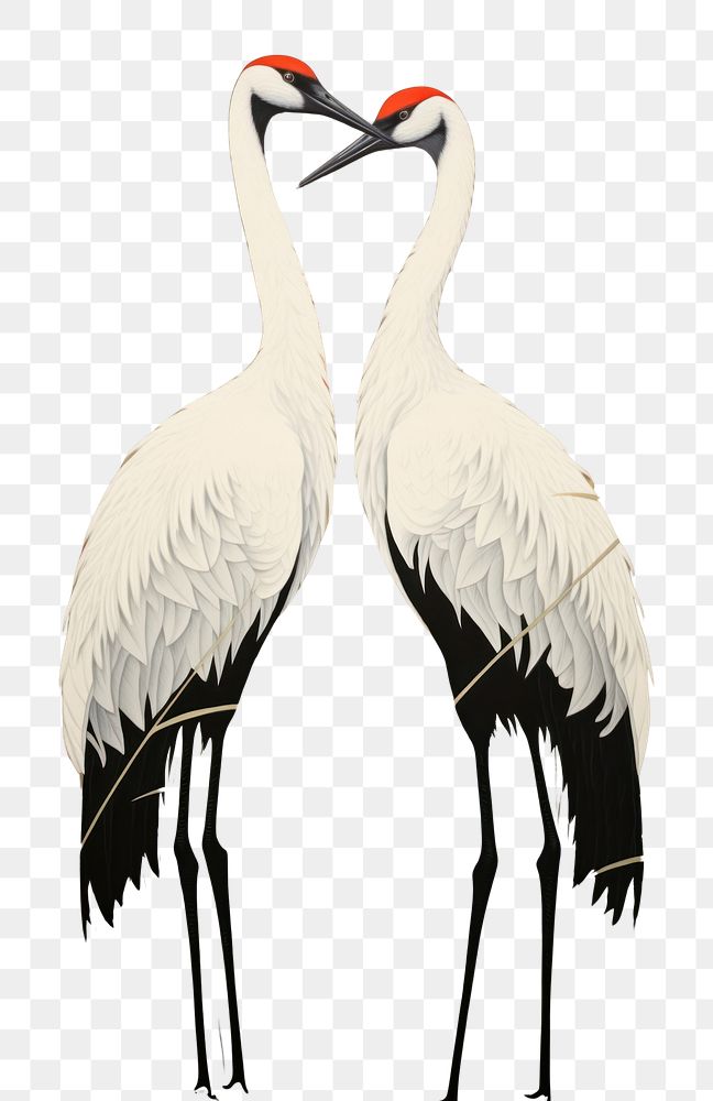 PNG Japanese cranes drawing animal nature. AI generated Image by rawpixel.