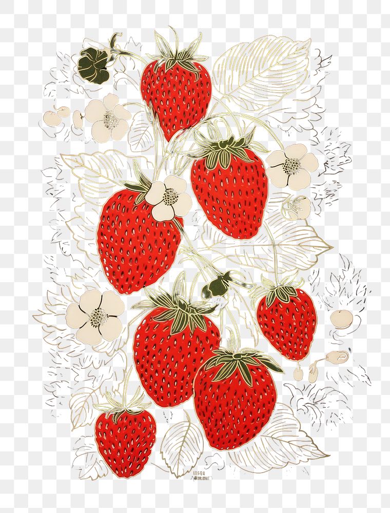 PNG Strawberries strawberry pattern nature. AI generated Image by rawpixel.