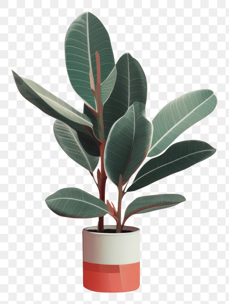 PNG Rubber tree plant leaf houseplant ecosystem. AI generated Image by rawpixel.