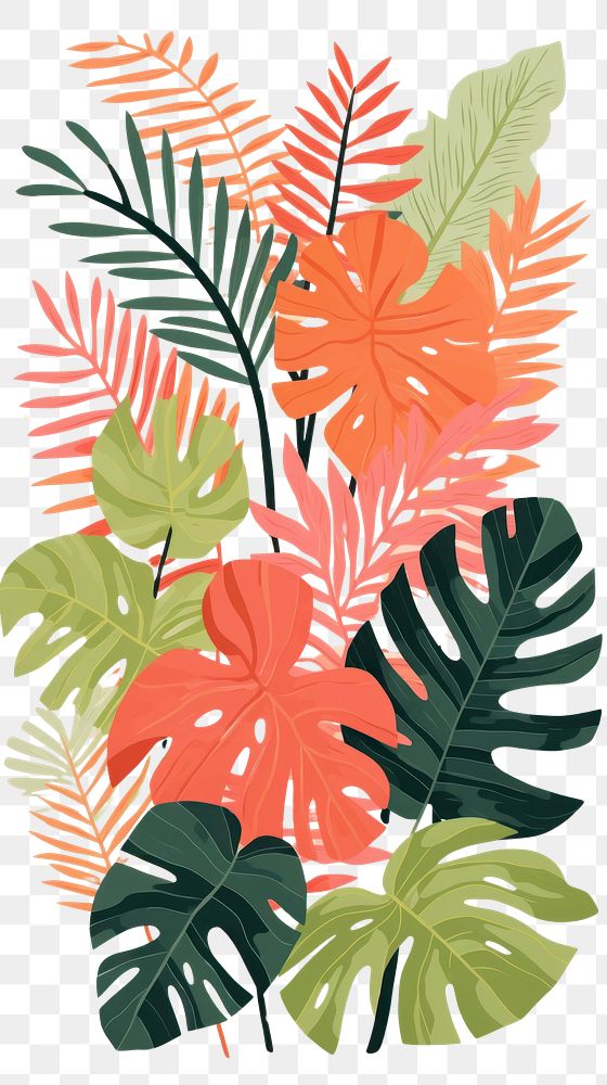 PNG Tropical leaves tropics pattern drawing. AI generated Image by rawpixel.