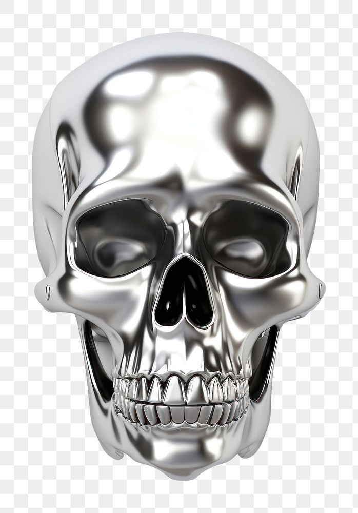 PNG  A skull icon silver metal white background
