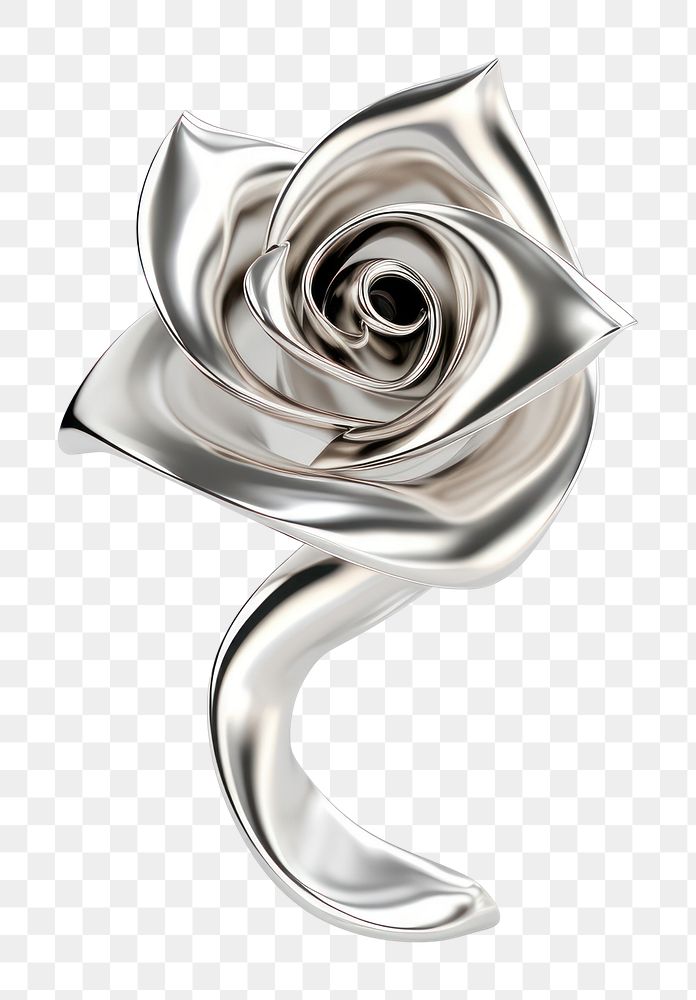 PNG  A rose silver jewelry flower. AI generated Image by rawpixel.