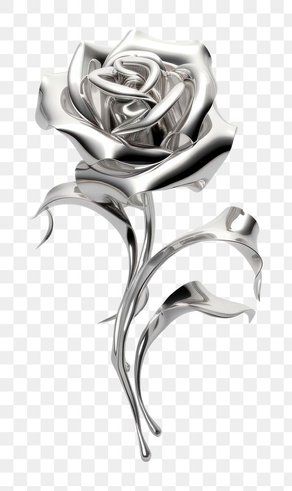 PNG  A rose jewelry flower silver