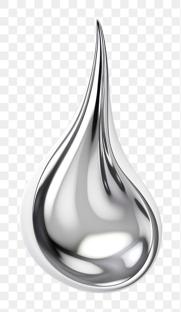 PNG  A water drop silver jewelry shape. AI generated Image by rawpixel.
