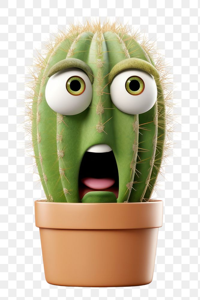 PNG  Cactus cartoon plant white background. AI generated Image by rawpixel.