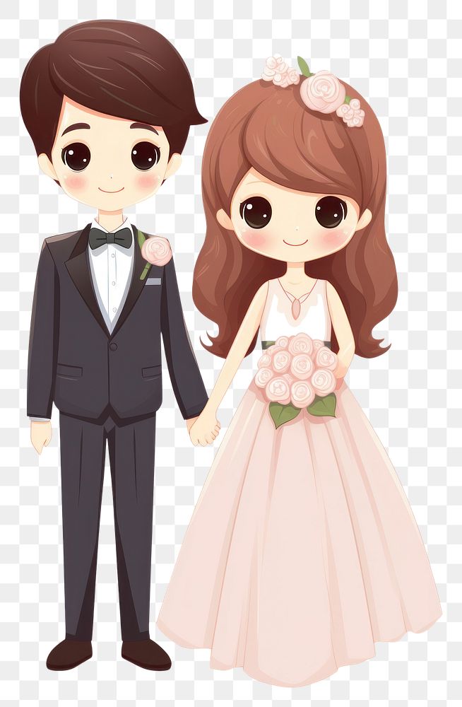 PNG  Bride wedding cartoon dress. AI generated Image by rawpixel.