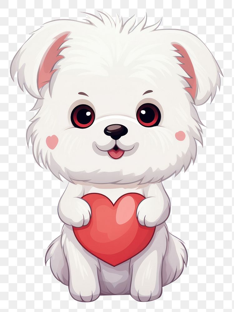 PNG  Dog holding a heart drawing cartoon mammal. AI generated Image by rawpixel.