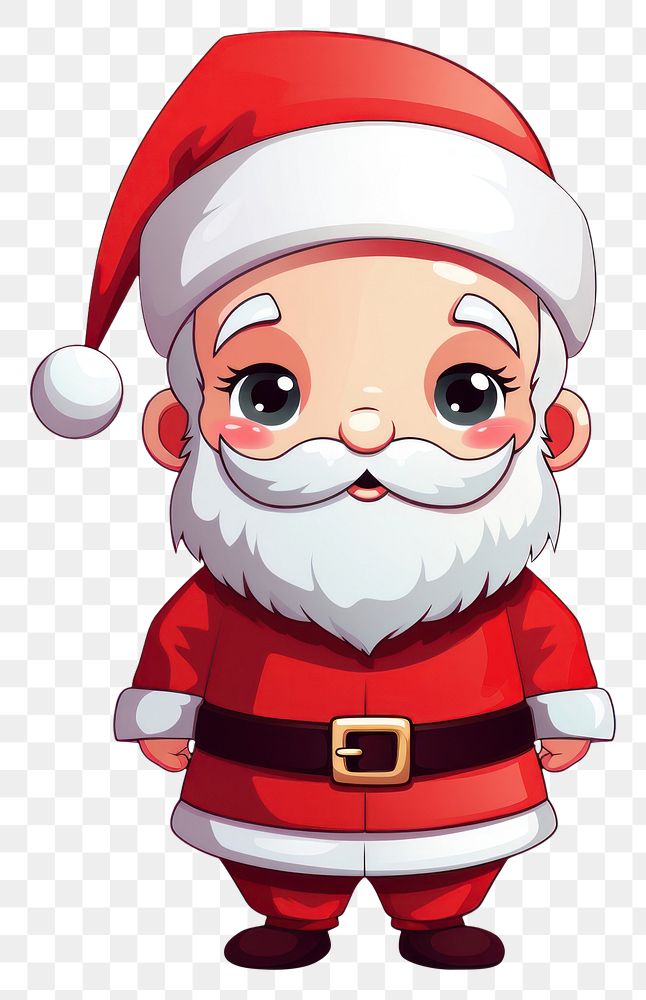 PNG  Santa cartoon cute white background. AI generated Image by rawpixel.