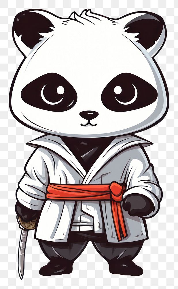 PNG  Panda samurai cartoon cute representation. AI generated Image by rawpixel.
