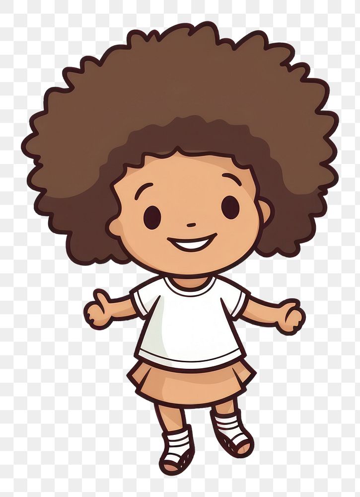 PNG  Afro hair cartoon portrait person. AI generated Image by rawpixel.
