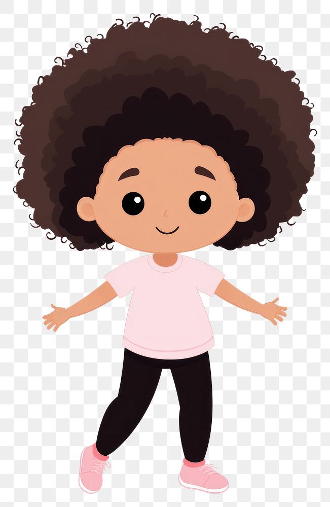 PNG  Afro hair dancing cartoon person cute. AI generated Image by rawpixel.