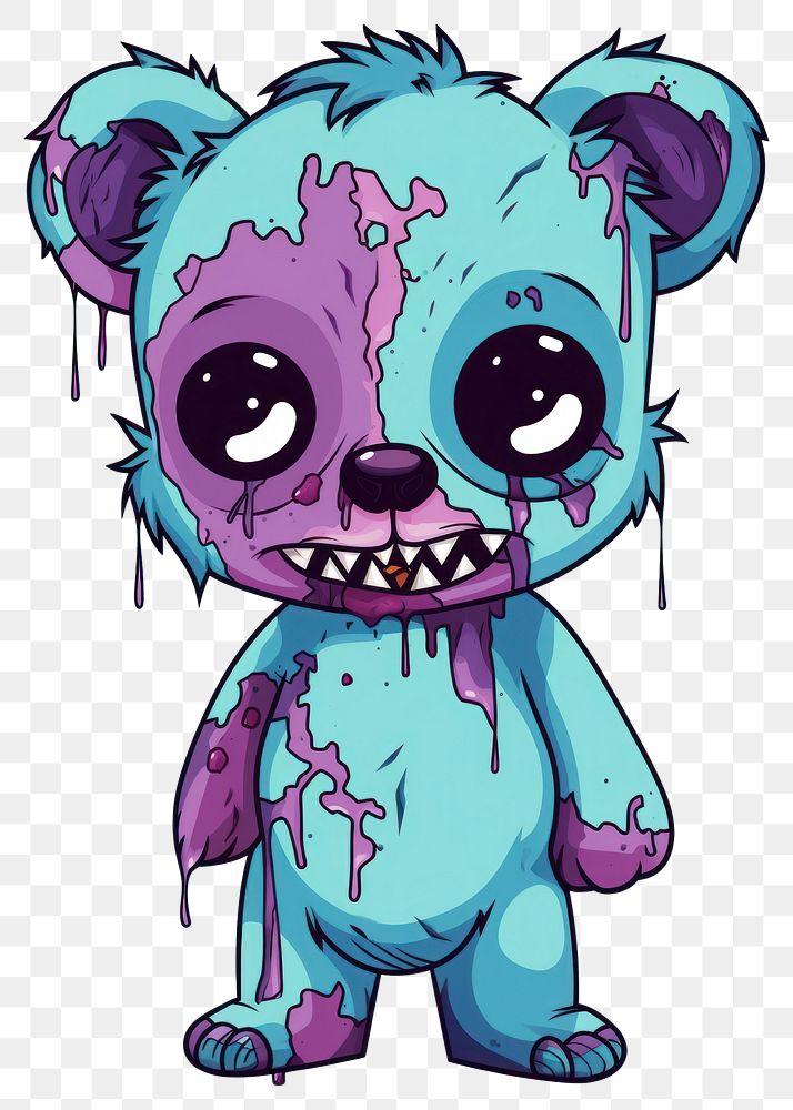 PNG  Zombie bear cartoon drawing sketch. AI generated Image by rawpixel.