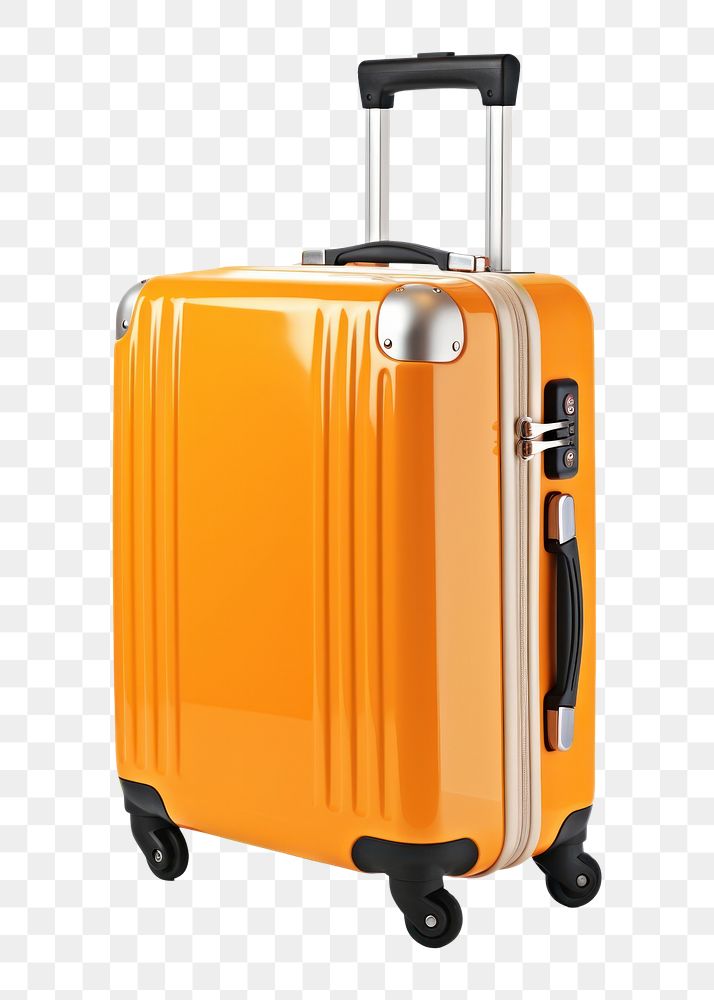 PNG Orange suitcase for travel luggage white background briefcase. AI generated Image by rawpixel.