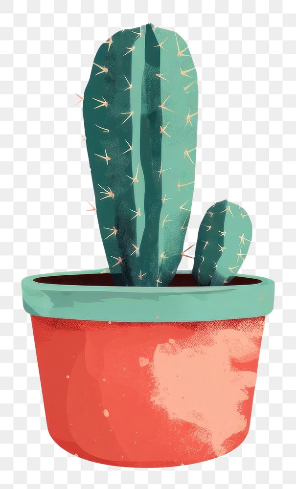 PNG Cactus in pot plant houseplant flowerpot. AI generated Image by rawpixel.